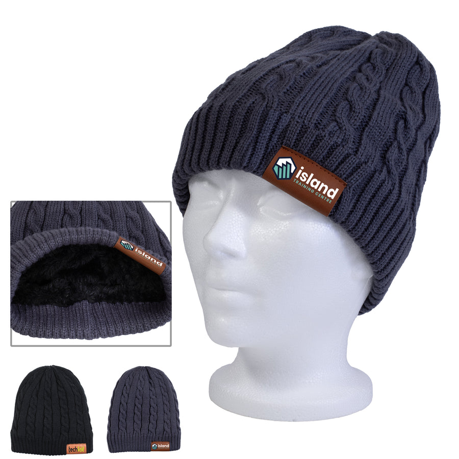 SOFT FLUFFY LINING FULL COLOUR CABLE KNIT TOQUE