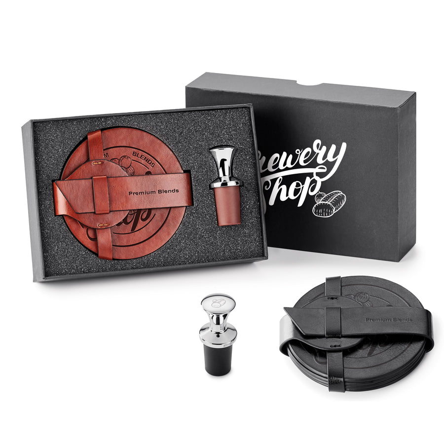 2-Piece Coaster & Bottle Stopper Gift Set